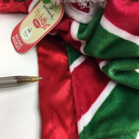 Hallmark Disney Itty Bittys Holiday Mickey Mouse Lovey Security Blanket Baby New - Picture 9 of 12